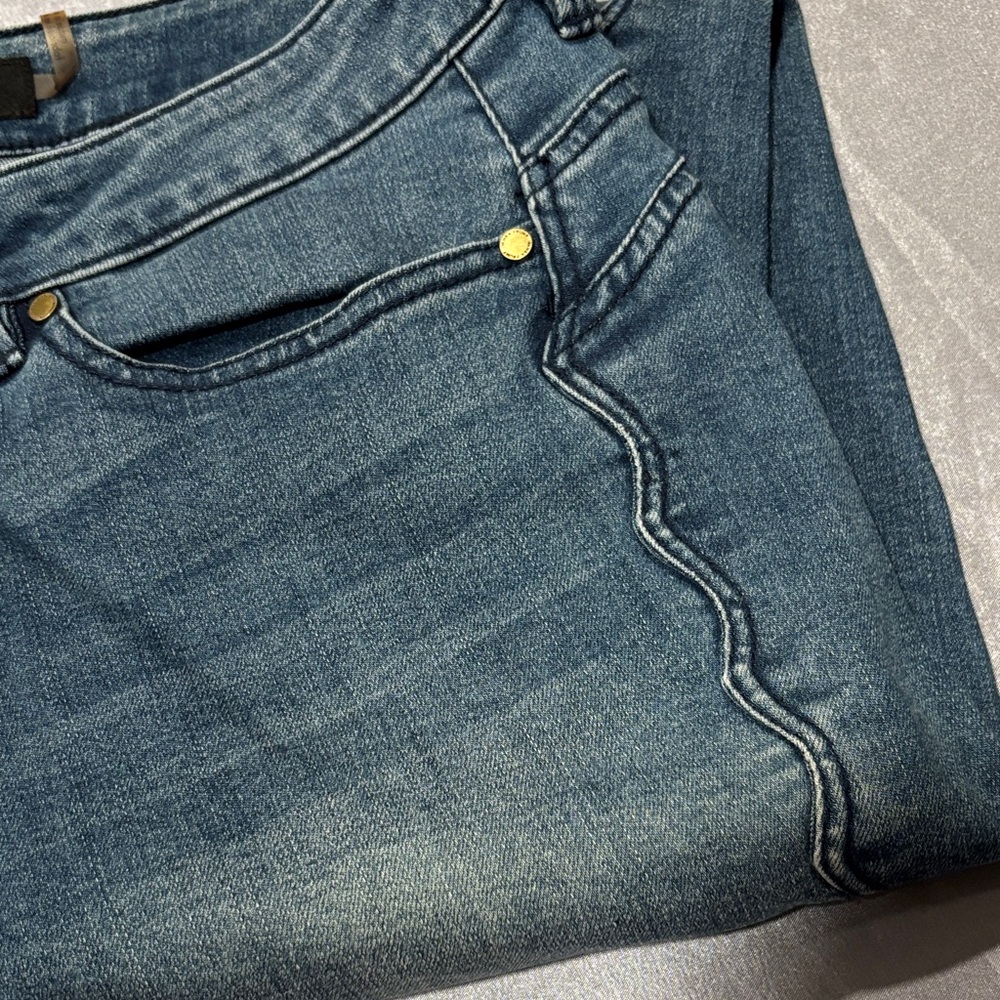 Ivanka Trump Blue Straight Leg Jeans with Wavy Detail - Picture 4 of 5